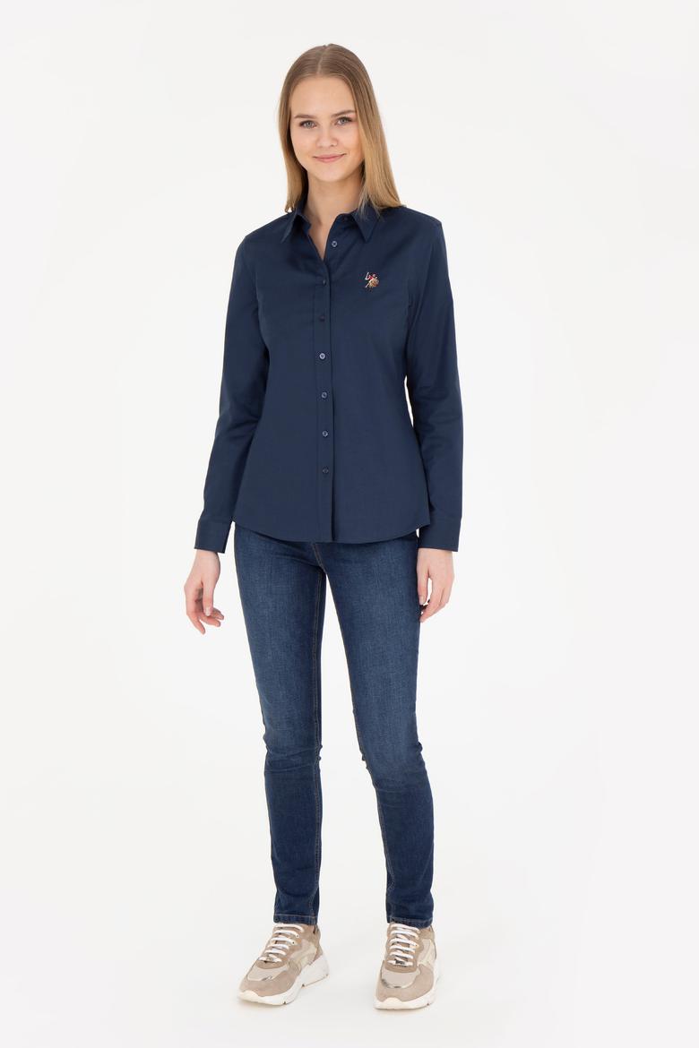 Kadın Lacivert Uzun Kollu Basic Gömlek - 50283987017