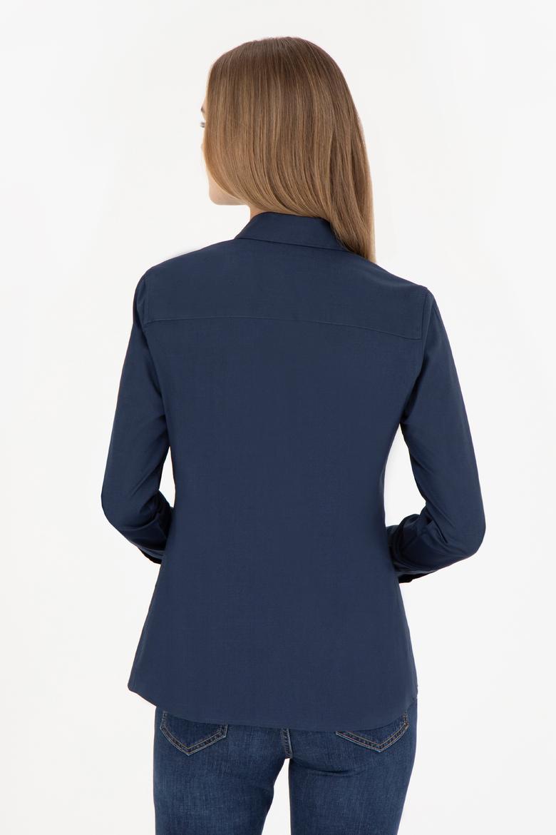 Kadın Lacivert Uzun Kollu Basic Gömlek - 50283987017