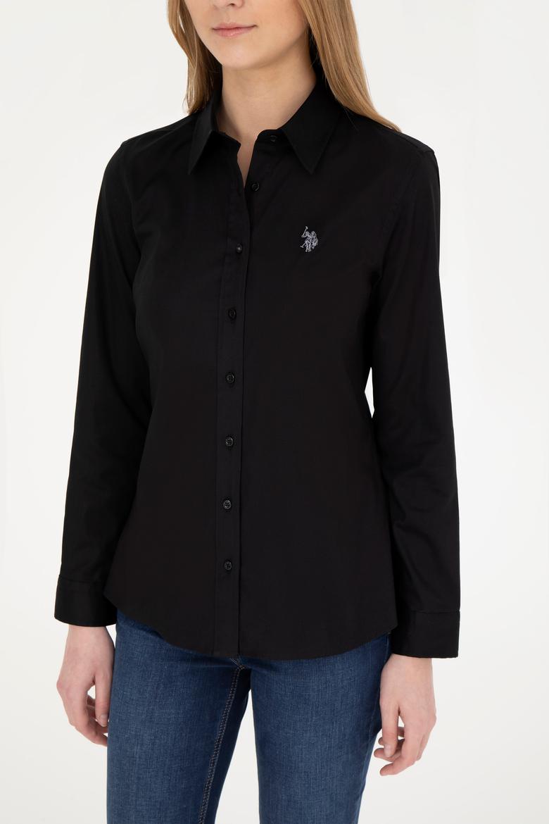 Kadın Siyah Uzun Kollu Basic Gömlek - 50283986033