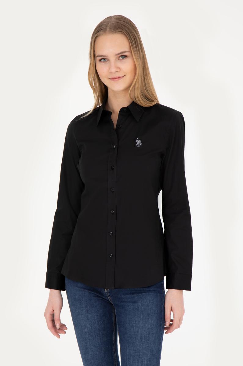 Kadın Siyah Uzun Kollu Basic Gömlek