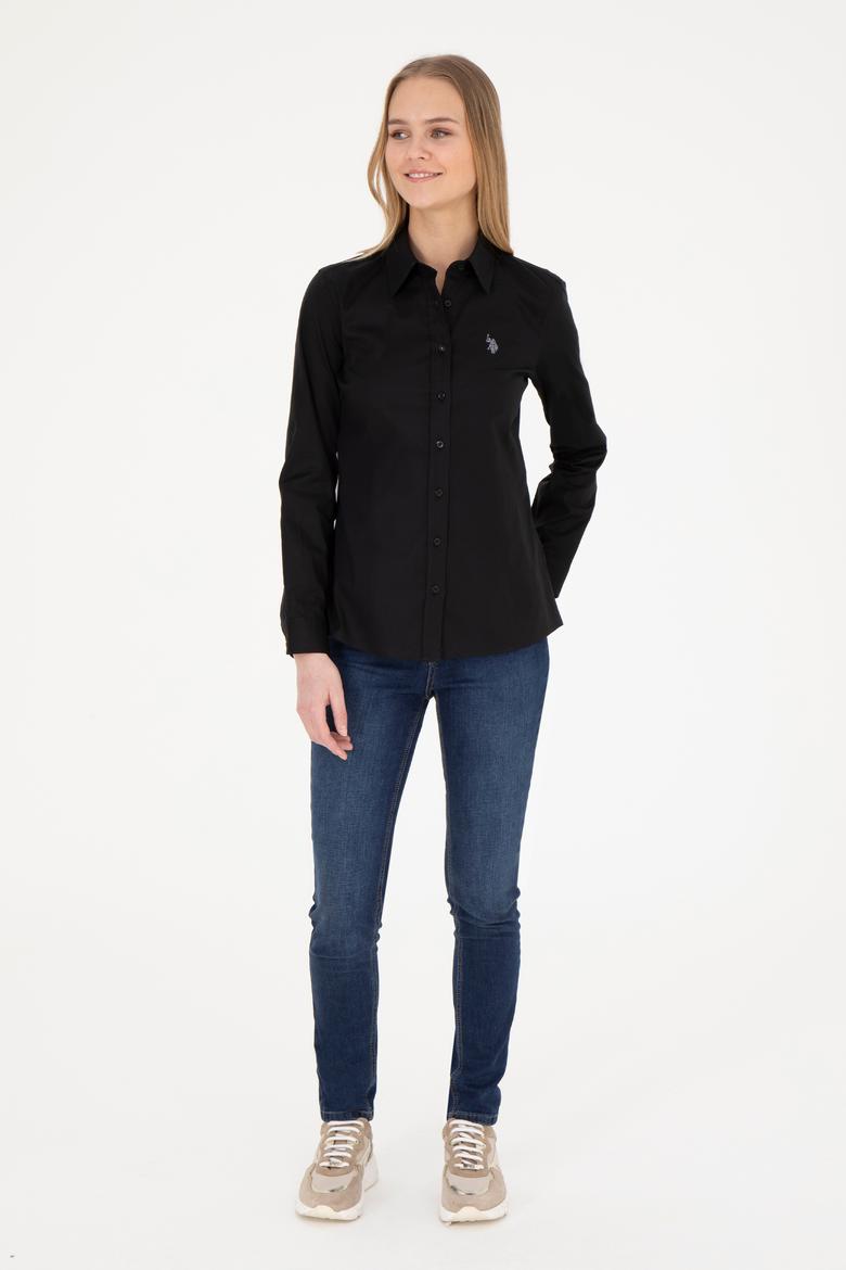 Kadın Siyah Uzun Kollu Basic Gömlek - 50283986033