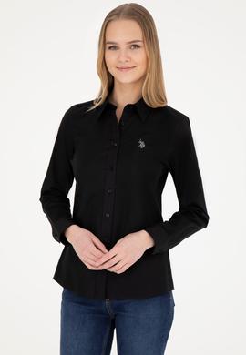 Kadın Siyah Uzun Kollu Basic Gömlek - 50283986033
