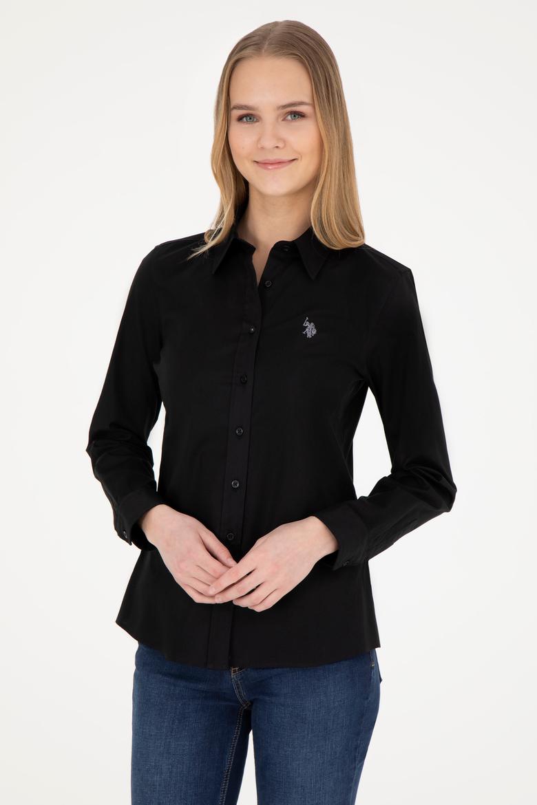 Kadın Siyah Uzun Kollu Basic Gömlek - 50283986033