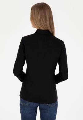 Kadın Siyah Uzun Kollu Basic Gömlek - 50283986033
