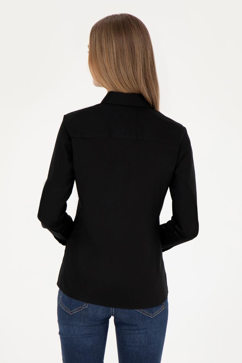 Kadın Siyah Uzun Kollu Basic Gömlek - 50283986033