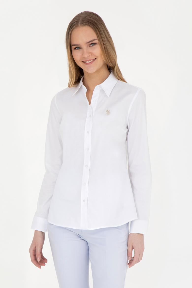 Kadın Beyaz Uzun Kollu Basic Gömlek - 50283986060