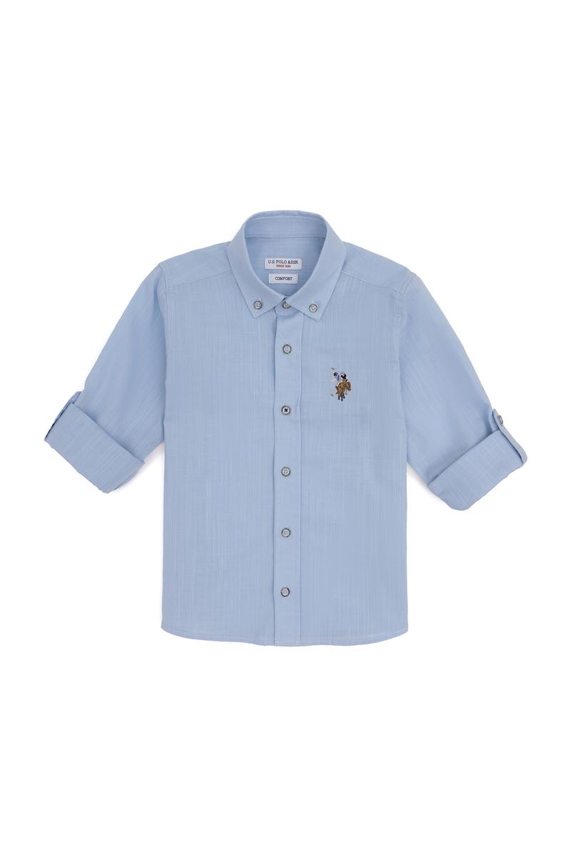 Erkek Çocuk Açık Mavi Uzun Kollu Basic Gömlek