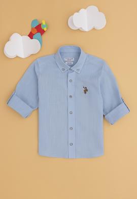 Erkek Çocuk Açık Mavi Uzun Kollu Basic Gömlek - 50283994073