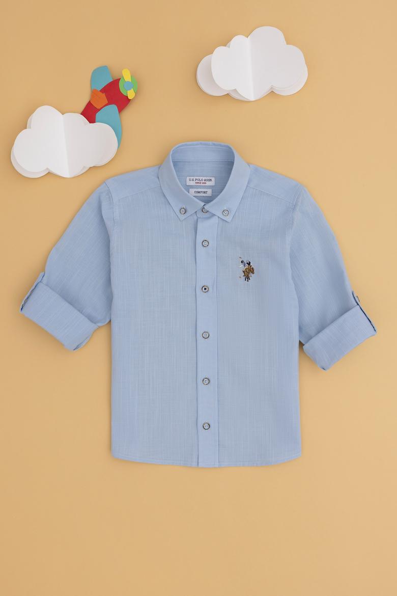 Erkek Çocuk Açık Mavi Uzun Kollu Basic Gömlek