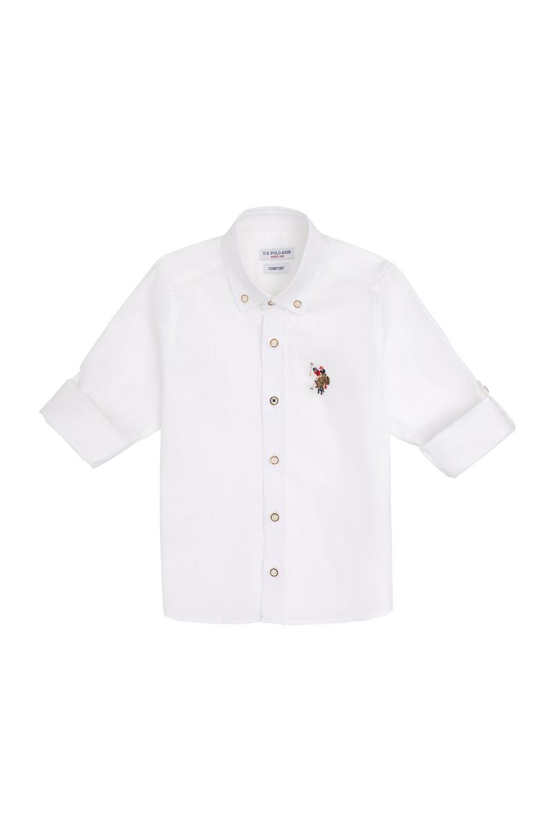 Erkek Çocuk Beyaz Uzun Kollu Basic Gömlek