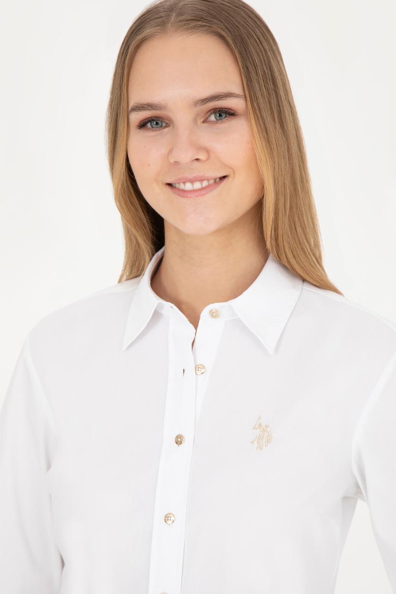 Kadın Beyaz Uzun Kollu Basic Gömlek - 50283990003