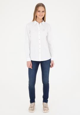 Kadın Beyaz Uzun Kollu Basic Gömlek - 50283990003