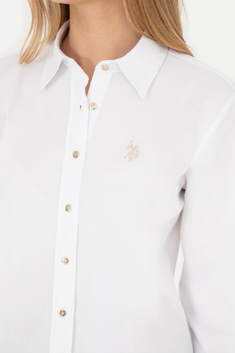 Kadın Beyaz Uzun Kollu Basic Gömlek