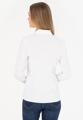 Kadın Beyaz Uzun Kollu Basic Gömlek - 50283990003