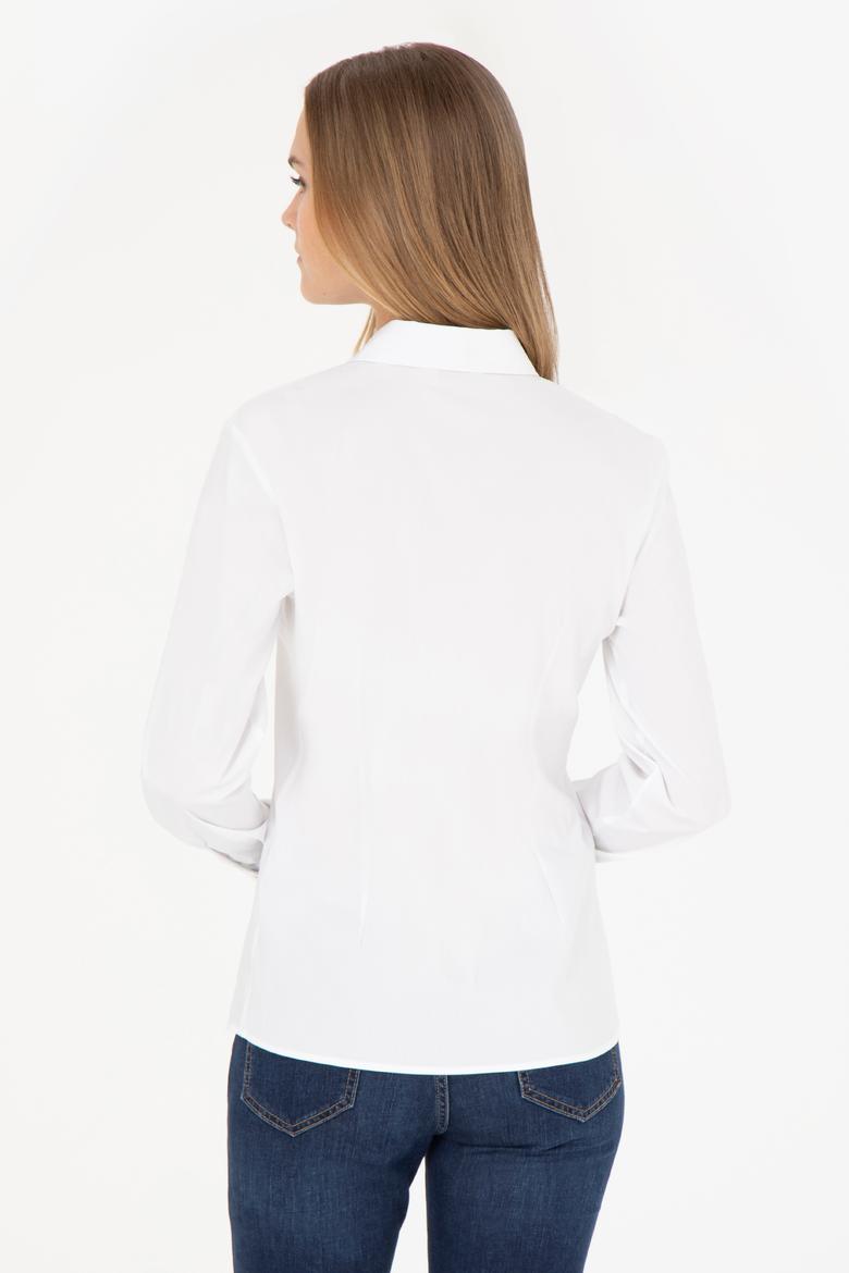 Kadın Beyaz Uzun Kollu Basic Gömlek - 50283990003