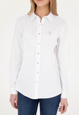 Kadın Beyaz Uzun Kollu Basic Gömlek - 50283990003