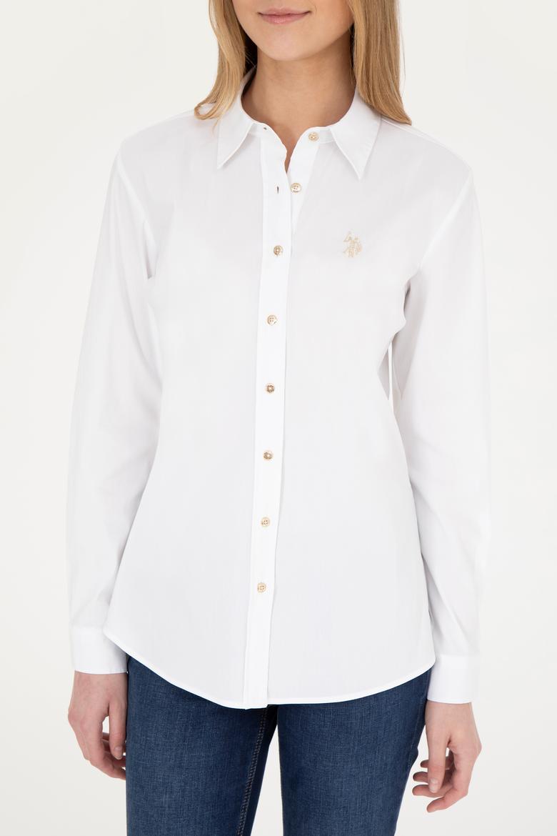 Kadın Beyaz Uzun Kollu Basic Gömlek - 50283990003