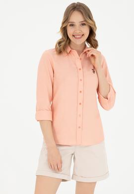 Kadın Somon Uzun Kollu Basic Gömlek - 50283992046