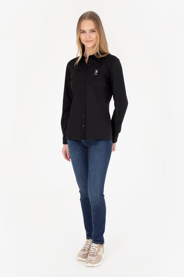 Kadın Siyah Uzun Kollu Basic Gömlek - 50283989039