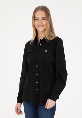 Kadın Siyah Uzun Kollu Basic Gömlek - 50283990019