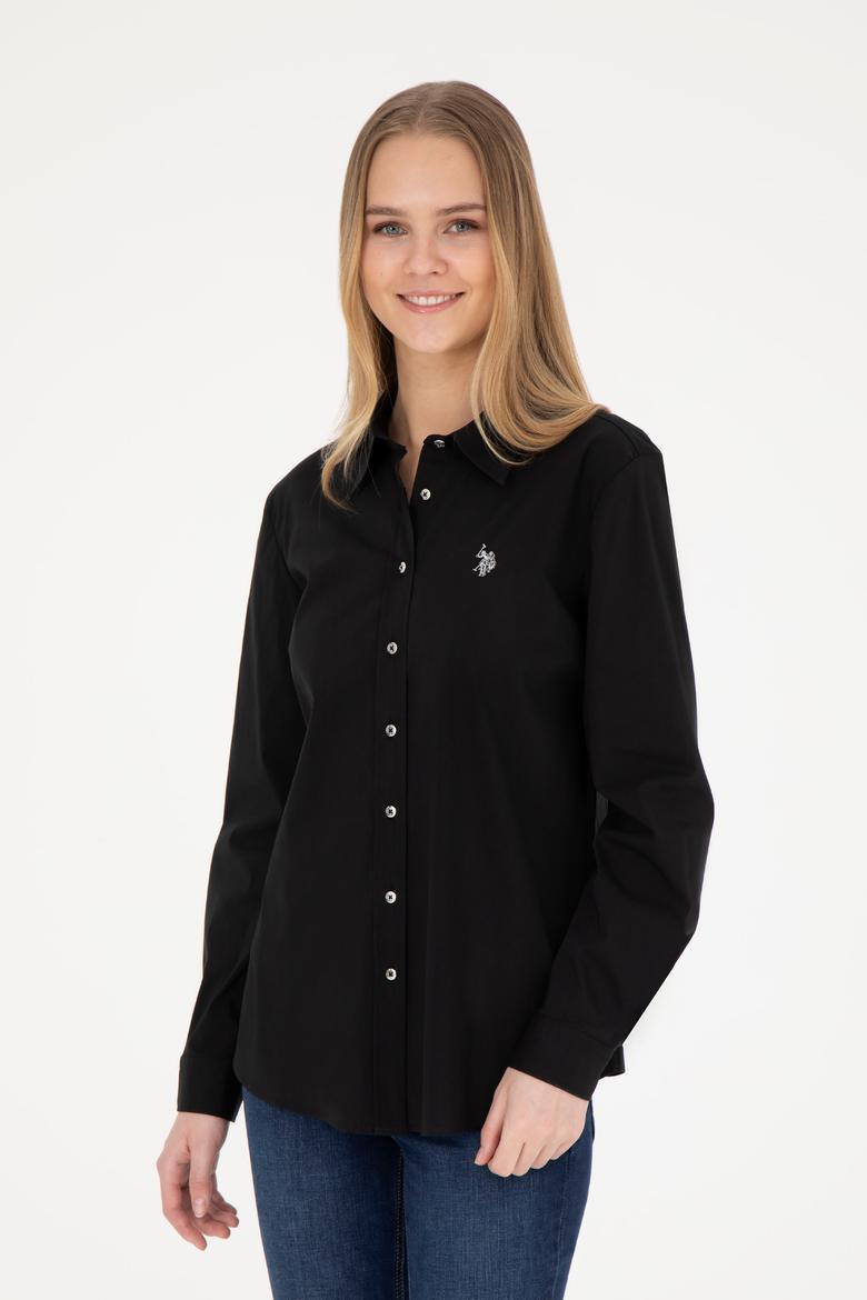 Kadın Siyah Uzun Kollu Basic Gömlek - 50283990019