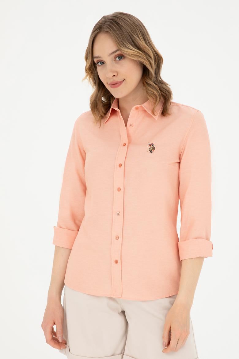 Kadın Somon Uzun Kollu Basic Gömlek - 50283992046