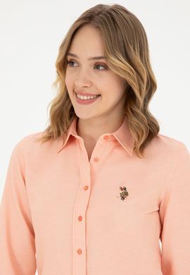 Kadın Somon Uzun Kollu Basic Gömlek - 50283992046