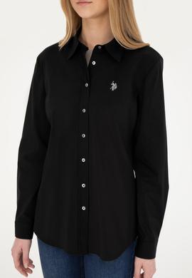 Kadın Siyah Uzun Kollu Basic Gömlek - 50283990019