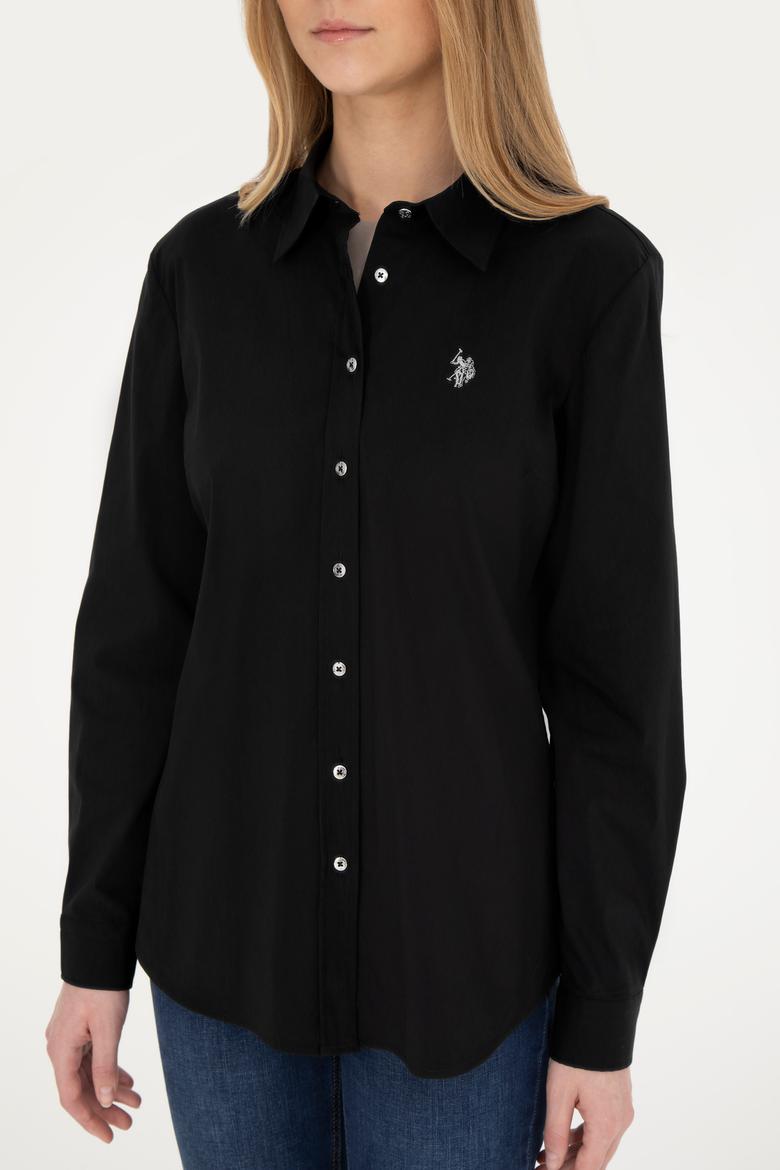 Kadın Siyah Uzun Kollu Basic Gömlek - 50283990019