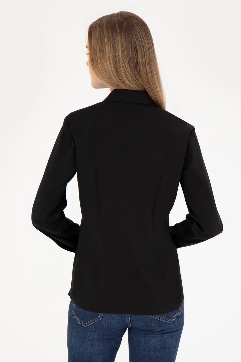 Kadın Siyah Uzun Kollu Basic Gömlek - 50283990019