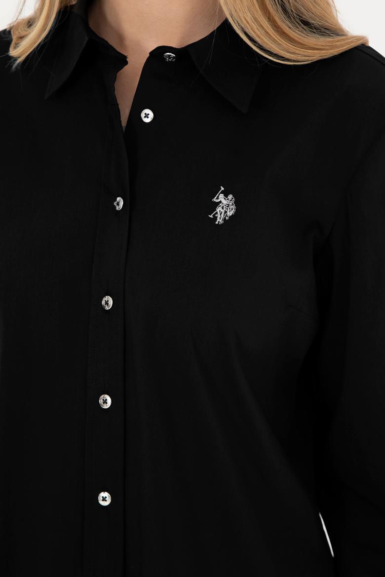 Kadın Siyah Uzun Kollu Basic Gömlek - 50283990019