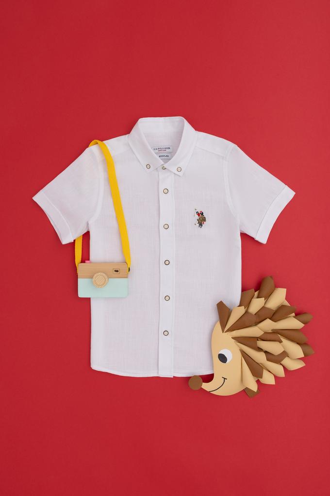 Erkek Çocuk Beyaz Kısa Kollu Gömlek