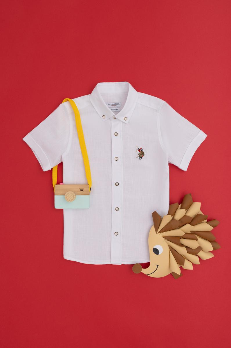 Erkek Çocuk Beyaz Kısa Kollu Gömlek