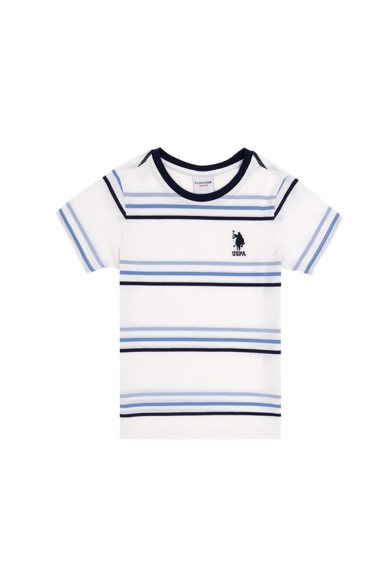 Erkek Çocuk Beyaz Bisiklet Yaka Tişört