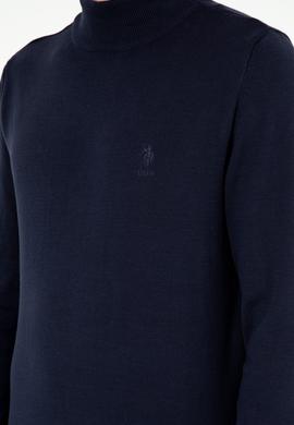 Erkek Slim Fit Yarım Boğazlı Lacivert Basic Kazak - 50288887046