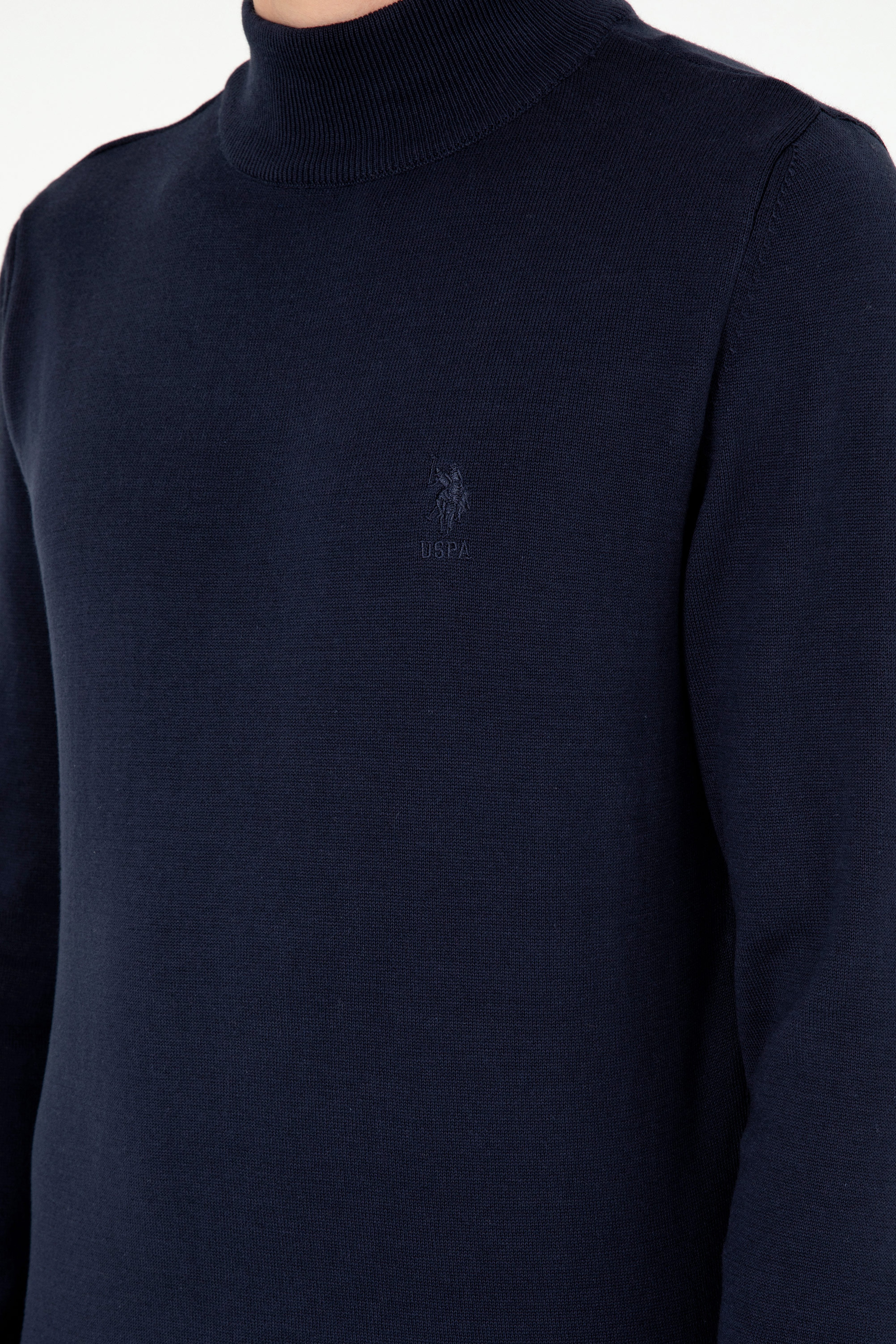 Erkek Slim Fit Yarım Boğazlı Lacivert Basic Kazak - Image 7