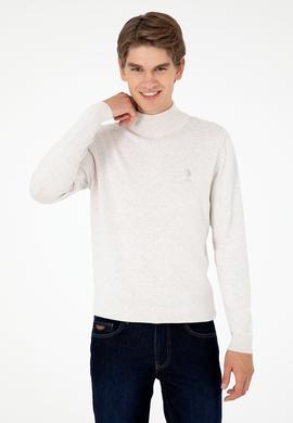 Erkek Slim Fit Yarım Boğazlı Taş Melanj Basic Kazak - 50288887069