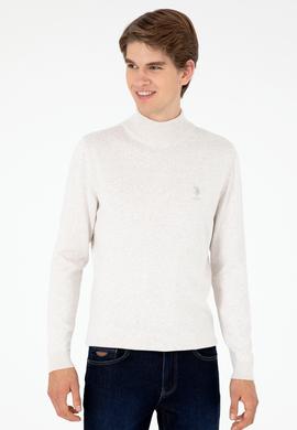 Erkek Slim Fit Yarım Boğazlı Taş Melanj Basic Kazak - 50288887069