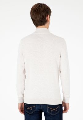 Erkek Slim Fit Yarım Boğazlı Taş Melanj Basic Kazak - 50288887069