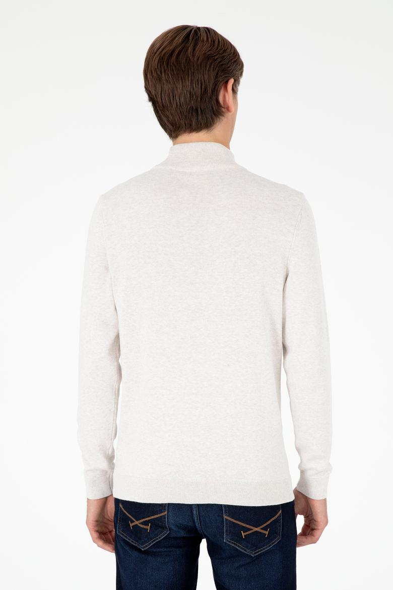 Erkek Slim Fit Yarım Boğazlı Taş Melanj Basic Kazak - 50288887069