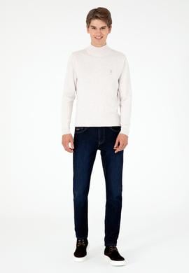 Erkek Slim Fit Yarım Boğazlı Taş Melanj Basic Kazak - 50288887069