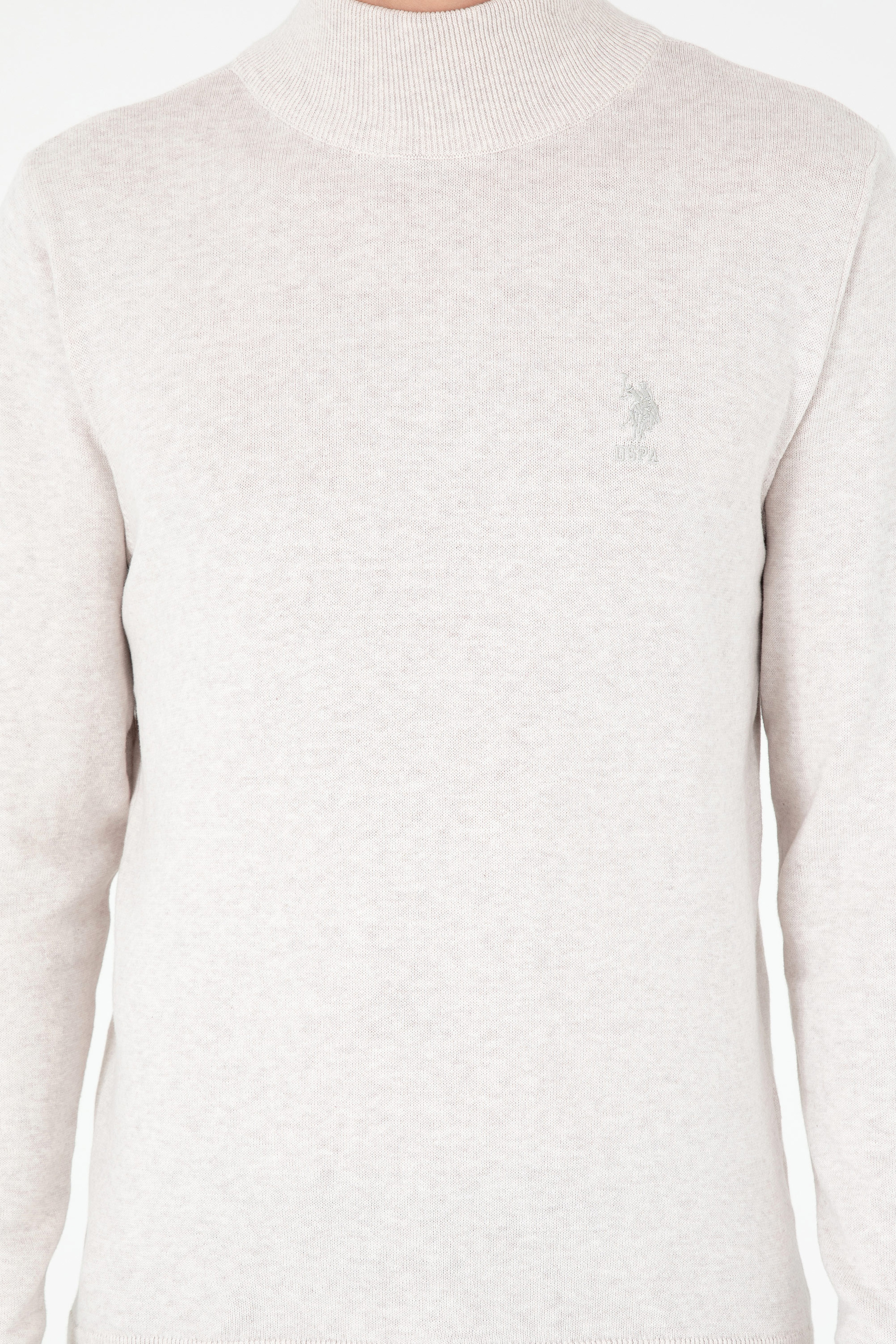 Erkek Slim Fit Yarım Boğazlı Taş Melanj Basic Kazak - Image 6