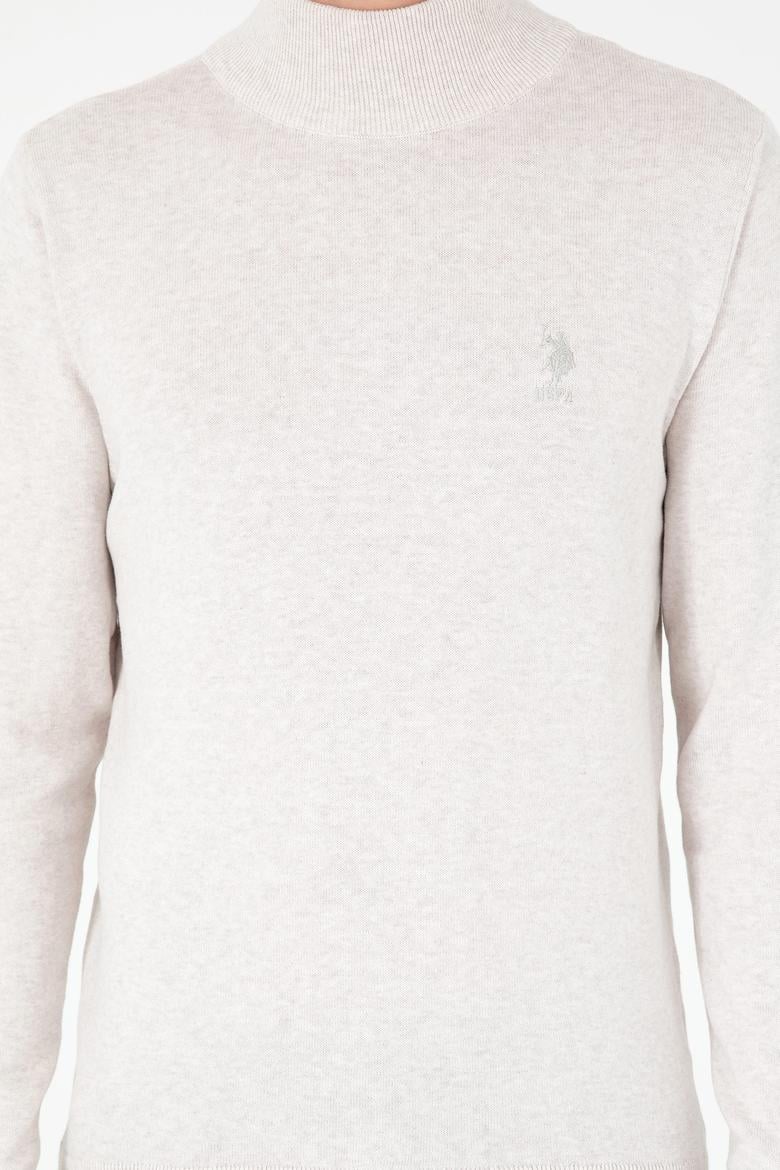 Erkek Slim Fit Yarım Boğazlı Taş Melanj Basic Kazak - 50288887069