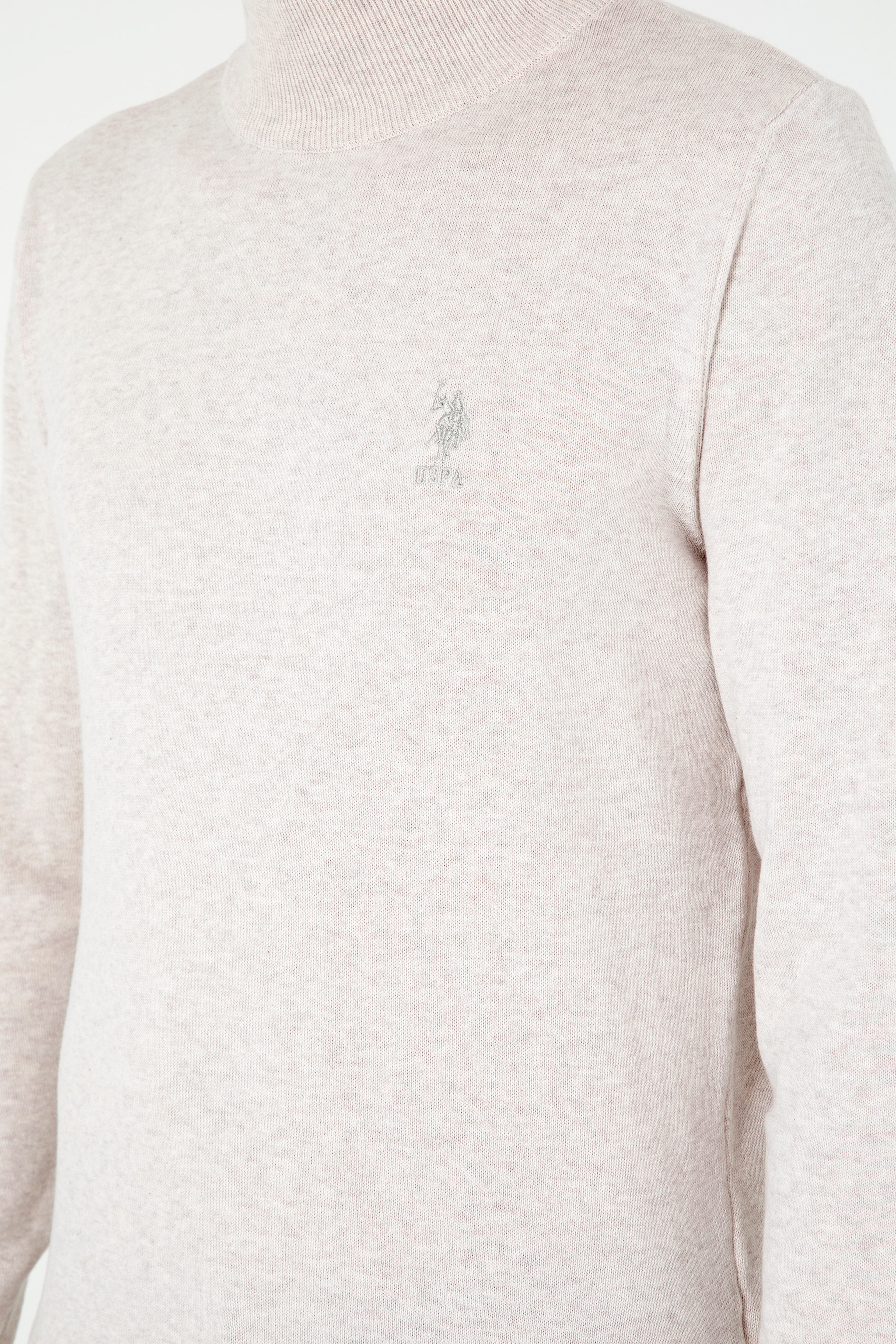 Erkek Slim Fit Yarım Boğazlı Taş Melanj Basic Kazak