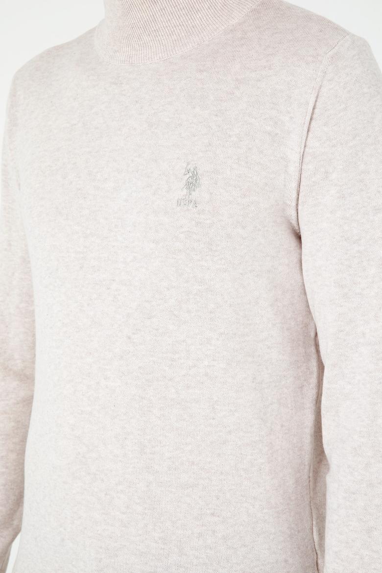 Erkek Slim Fit Yarım Boğazlı Taş Melanj Basic Kazak - 50288887069