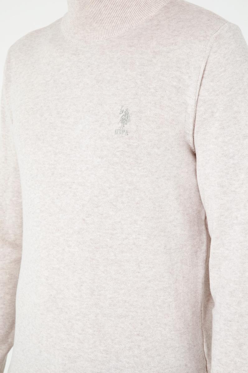 Erkek Slim Fit Yarım Boğazlı Taş Melanj Basic Kazak