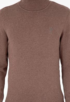 Erkek Slim Fit Boğazlı Yaka Vizon Melanj Basic Kazak - 50288884154