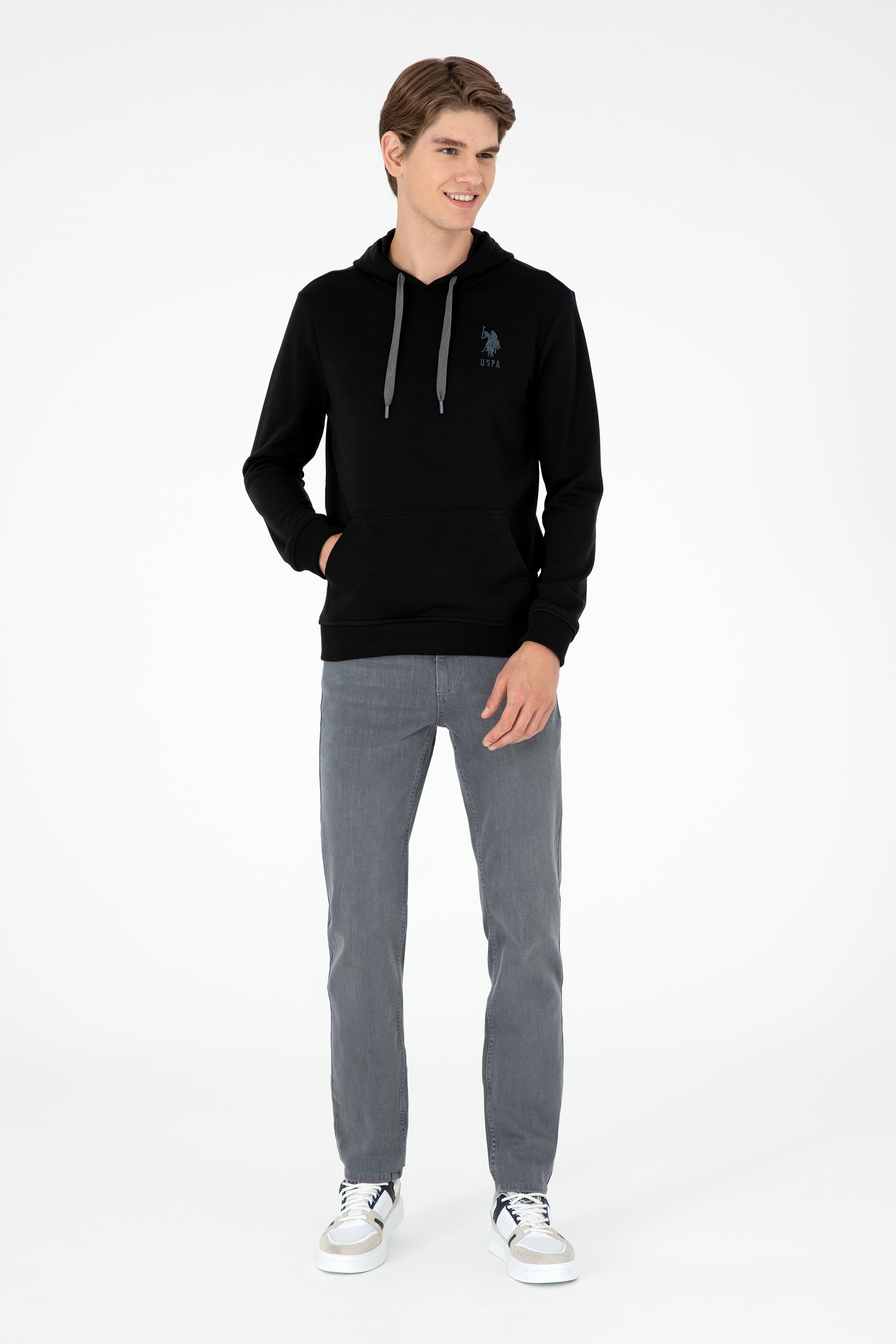 Erkek Siyah Basic Sweatshirt - Image 4