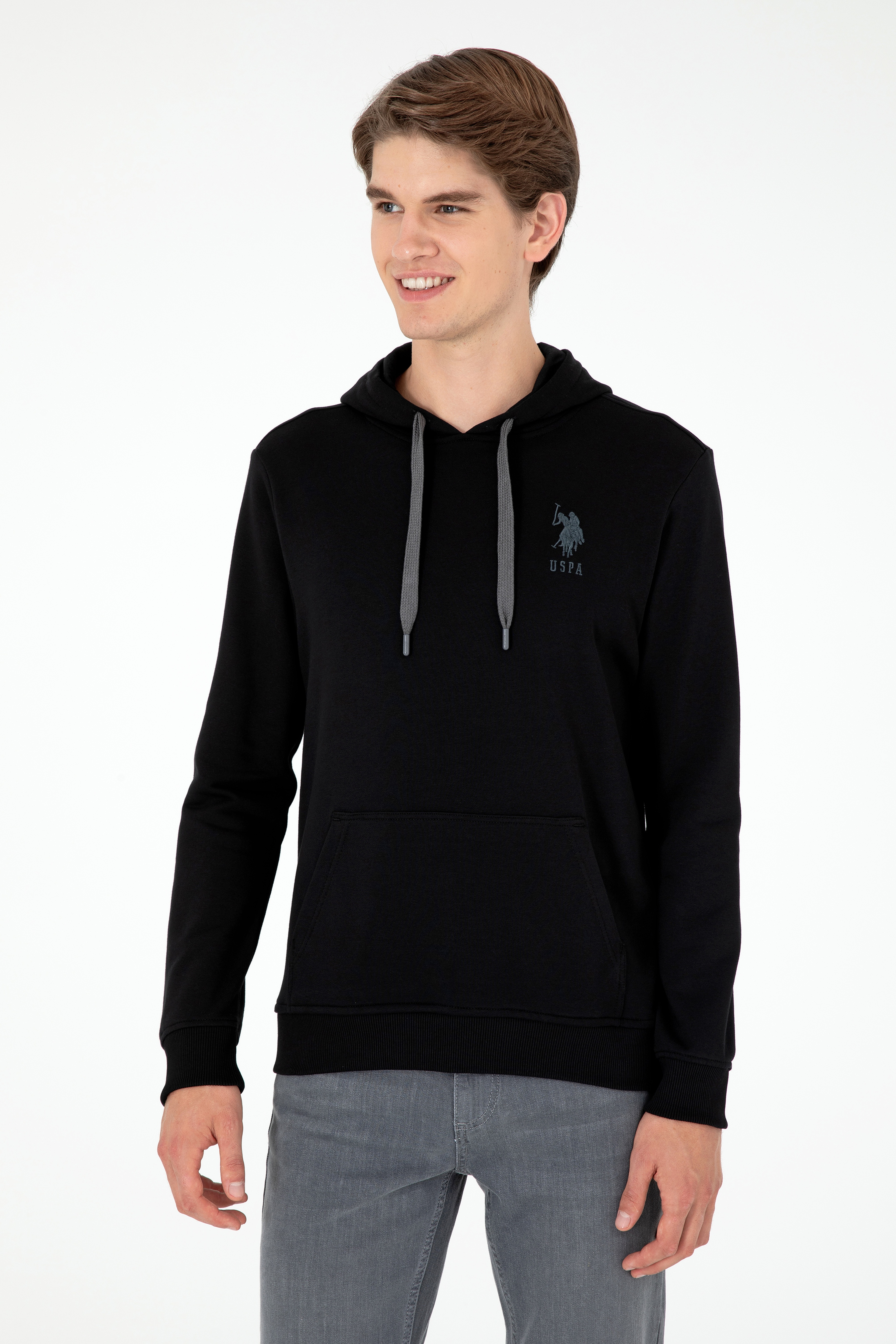 Erkek Siyah Basic Sweatshirt - Image 3