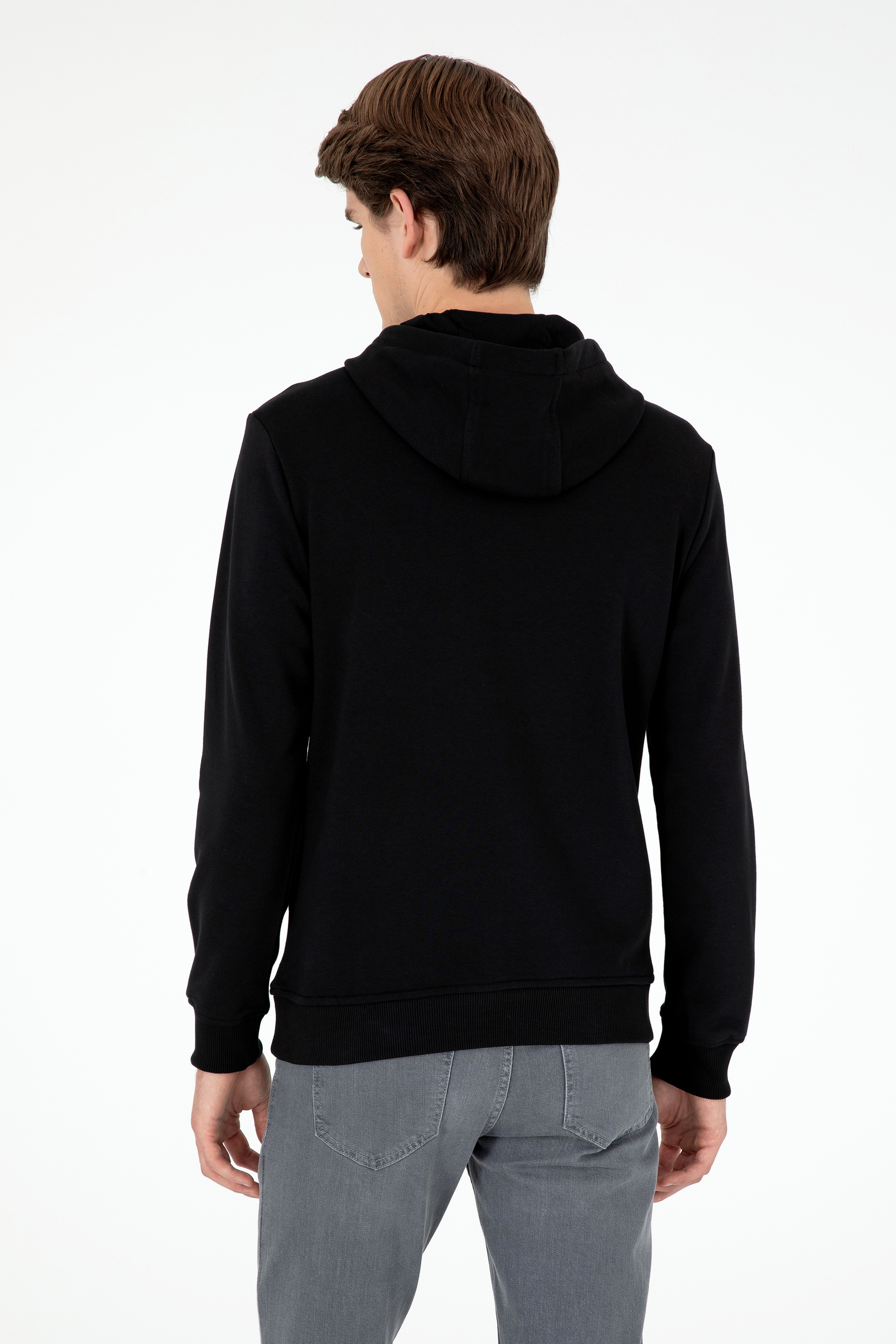 Erkek Siyah Basic Sweatshirt - Image 5